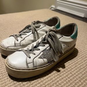 Hi Star Sneaker, Golden Goose, Color: White, Silver & Aquamarine, size US 7